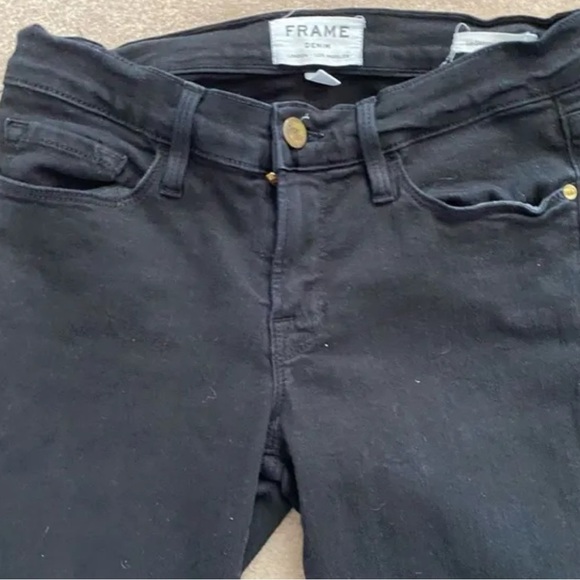 FRAME Le Skinny de Jeanne Mid Rise Black Stretch Skinny Denim Jean Size 25 - Picture 3 of 8